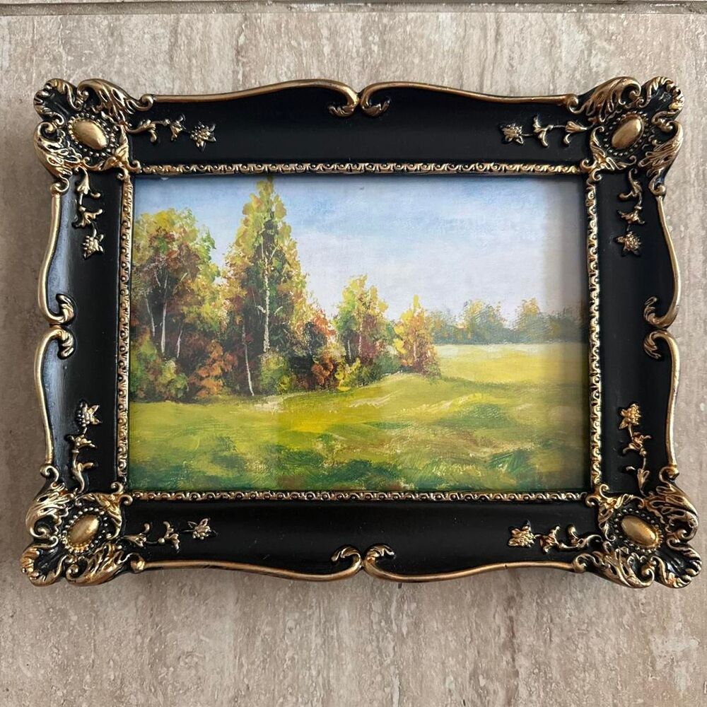 Vintage Style Ornate Gold Black Framed Art home decor cottagecore gothic fairy
